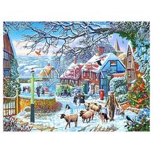 Pintura de diamantes 5D DIY, imagen de paisaje de oveja de Navidad, mosaico de diamantes de imitación, bordado de punto de cruz, decoración del hogar de invierno 2024 - compra barato