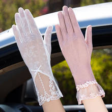 Sexy Summer Women UV Sunscreen Short Sun Female Gloves Fashion Ice Silk Lace Driving Of Thin Touch Screen Flowers Gloves 2024 - buy cheap