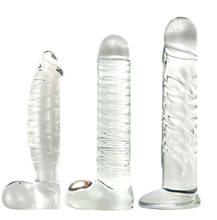 Vibrador de vidro de simulação grande 3 estilos, masturbador feminino, dildo grande de cristal, massageador de ponto g. 2024 - compre barato