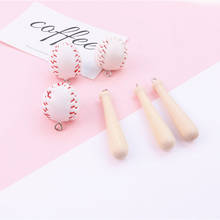 6pcs/lot Resin Baseball and Wooden Stick Charms Fit Fashion Jewelry Earring Keychain Making Floating Sports Pendants Handmade 2024 - buy cheap