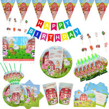 Barnyard Birthday Party Supplies Dinnerware Set Farm House Fun Barnyard Animals paper plates cups napkins Party Decorations 2024 - buy cheap