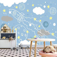Papel de parede pintado à mão com desenhos, fundo de parede de céu estrelado para crianças 2024 - compre barato