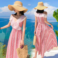 Summer Elegant Vintage Casual Party Vacation Dress Boho Tropical Beach Sundress Runway 2021 New Long Women Chiffon Printed Dress 2024 - buy cheap