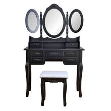 Dresser Foldable 3 Mirrors with 7 Drawers Dressing Table Black[US-W] 2024 - buy cheap