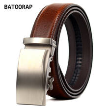 Men's Belt Cowhide Brown 3.5cm Width High Quality  Leather Waist Strap Male Gray Alloy Auto Buckle Business Formal Styles 2024 - buy cheap