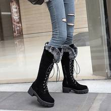 Botas femininas de inverno com zíper lateral, plus size, 10, 11, 12, mulheres, sapatos, cruz, com fundo grosso 2024 - compre barato