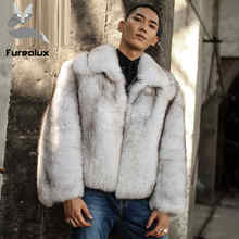 New Fashion Whole Skin Fox Fur Coat Short Style For Men's Fur Jackets Thick Warm Winter Luxury Fox Natural Fur Outerwear 2024 - buy cheap