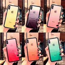 Colorful Tempered Case for iPhone 11 Pro XS Max X XR 7 8 Plus 6 6S Plus Gradient Glass Glossy Fundas 2024 - buy cheap