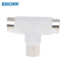 ESCAM 2 Way TV T Splitter Aerial Coaxial Cable Male to 2x Female Connectors Adapter 2024 - buy cheap