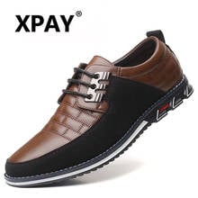 XPAY/Осенняя мужская повседневная обувь из натуральной кожи; дышащие Туфли-оксфорды на шнуровке; модельные деловые туфли для свадебной вечеринки; большие размеры 2024 - купить недорого