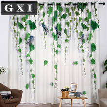 GXI Green Leaves Curtains for Living Room Kichen Thermal Insulated Window Drapes Door Home Garden Decor 2024 - buy cheap
