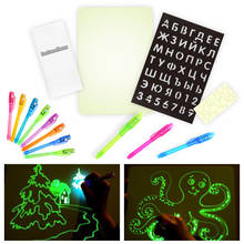 Tablet de desenho a5 com luz no escuro e led luminoso, crianças, brinquedo de pintura diy educacional, menino e menina 2024 - compre barato