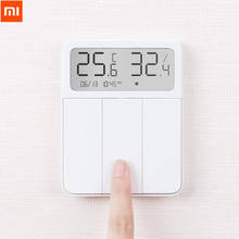 Оригинальный Смарт-экран Xiaomi Mijia, настенный выключатель с дистанционным управлением, беспроводной дисплей с 3 клавишами температуры и влажности для умного дома 2024 - купить недорого