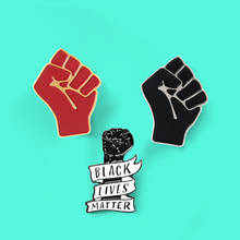 Raised Fist human rights democracy Enamel pin Red Black hand Solidarity brooch Lapel Pin Badge Black Lives Matter Jewelry Gift 2024 - buy cheap