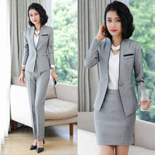 IZICFLY-Conjunto de pantalón y chaqueta para mujer, traje elegante profesional de oficina y negocios, Blazer gris, para otoño 2024 - compra barato