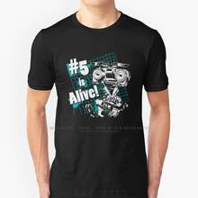 O número 5 está vida! Camiseta 100% algodão puro johnny 5, número de curto circuito 5 é alive, citações legais, citações, filmes, filmes, filmes 2024 - compre barato