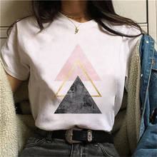 Camiseta feminina com estampa de geométrica, camiseta harajuku de verão com manga curta de 90s 2024 - compre barato