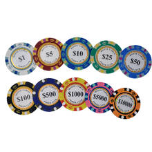 Золотые глиняные покерные чипы 10 шт./лот, монеты для казино, 14 грамм, глиняные монеты, покерные чипы, развлекательные монеты Монте-доллар Карло, Прямая поставка 2024 - купить недорого