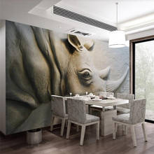 Wellyu-papel de parede personalizado 3d, estéreo, foto de mural, rinoceros, plano de fundo de tv, pintura de parede, mural 3d 2024 - compre barato
