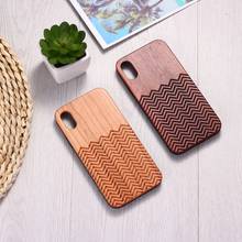 Geometric Wave Striped Simple Engraved Wood Phone Case Coque Funda For iPhone12  6S 6Plus 7 7Plus 8 8Plus XR X XS Max 11 Pro Max 2024 - buy cheap