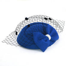 high quality elegant mesh hat for female wool flight attendant beret hats with clip bride berets cap 2024 - buy cheap