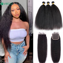 Virgo 30 Inch Kinky Straight Hair Bundles With Closure Yaki Human Hair Extension Brazilian Hair Weave Bundles With Closure Remy 2024 - buy cheap