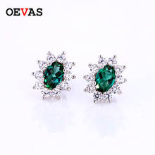 OEVAS Sterling Sparkling 100% 925 Silver Cultivating Regenerated Emerald Earring For Women Party Birthday Stone Jewelry Dropship 2024 - buy cheap