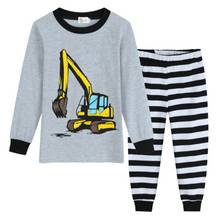 Excavator Cotton Kids Pyjamas Long Sleeve Two-Piece Suit Casual Breathable Home Clothes for Boys Girls Children's Pajamas Set 2024 - buy cheap