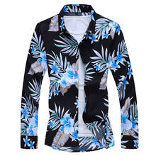 HIP HOP 2021 Autumn Spring Clothes Shirt Men  Long Sleeves  Big Size M-5XL 6XL 7XL Hawaiian Beach Casual Floral Shirt For Man 2024 - buy cheap