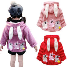 Casaco de coelho com capuz para crianças, jaqueta quente orelha coelho infantil outono inverno 2024 - compre barato