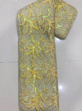 Tela de encaje nigeriana clásica tela de red francesa ZH-99815 con lentejuelas top venta de tela de tul 2024 - compra barato