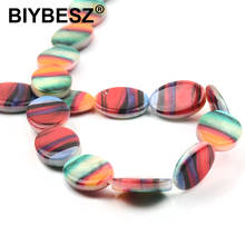 Charm Pattern Printed Stone Beads Oval Shape Loose Spacer Shell Beads for Jewelry Making 22pcs DIY Charm Bracelet Necklace 2024 - buy cheap