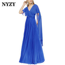 NYZY M354 Elegant Pleats Chiffon Royal Blue Evening Dresses Long 2021 Wedding Party Prom Dress Formal Evening Gowns 2024 - buy cheap