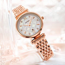 Relógio de pulso feminino dourado de geneva, relógio de pulso elegante de quartzo para mulheres, de aço inoxidável da moda, com rosto 2024 - compre barato