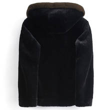 Пальто из натуральной овечьей шерсти; сезон осень-зима; Мужская короткая куртка с норковым меховым воротником; Chaqueta Hombre PJE1802 MY1218 2024 - купить недорого
