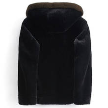 Abrigo de pelo auténtico de oveja para Hombre, Chaqueta corta con Cuello de piel de visón para otoño e invierno, PJE1802 MY1218 2024 - compra barato