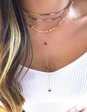 rose gold red cz charm necklace Cute lovely minimal heart cz link chain long Y lariat women multi layer sexy necklaces jewelry 2024 - купить недорого