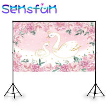 Sxy0039 Swan Photography Background Newborn Baby Shower Banner Photo Studio Pink Flower Kids Birthday Party Backdrops 7x5ft 2024 - buy cheap