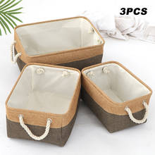 3pc/set Linen Laundry Storage Basket Folding Underwear Kids Toy Cosmetic Organizer Sundries Books Storage Box Home Organization 2024 - buy cheap