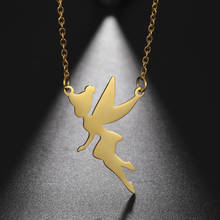 Fishhook Flying Flower Fairy Wing Magic witchcraft Gold Color Stainless Steel Gift For Woman Kid Child Pendant Necklace Jewelry 2024 - buy cheap