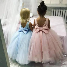 Flower Girl Dresses For Weddings Kids Girls Pageant Dress Bow Ribbon Floor Length Communion Party Gowns Puffy Soft Tulle Skirts 2024 - buy cheap