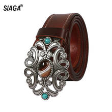 New Personalized Design Mongolian National Style Solid Cowhide Leather Belts Agate Stone Buckle Belt for Women & Men SA029 2024 - buy cheap