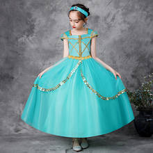 Vestido de princesa vogueon aladdin, fantasia cosplay para festa de aniversário infantil, roupa jasmine para crianças de 2 a 10 anos 2024 - compre barato