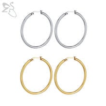 ZS 1 Pair 12-80MM High Quality 316L Stainless Steel Circle Earrings Women Men Simple Gold Hoop Earring Big Smooth Round Earrings 2024 - buy cheap