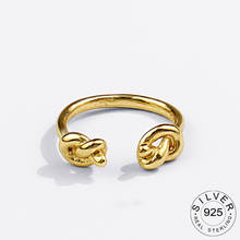 925 Sterling Silver Resizable Opening Rings for Women Gold Color Knots Jewelry Large Adjustable Antique Anillos Opening Rings 2024 - buy cheap