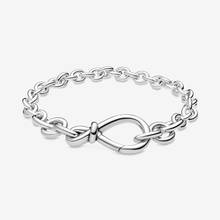 Genuine Chunky Infinity Knot Chain Bracelet 925 Sterling Silver Bracelets For Women DIY Fine Jewelry bracelet femme 2020 New 2024 - buy cheap