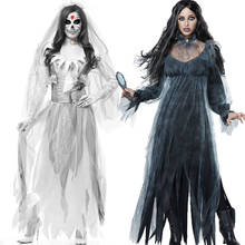 Mulher cosplay halloween traje horror fantasma morto cadáver zumbi vestido de noiva 2024 - compre barato