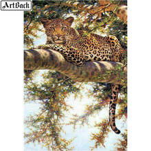 5d diy diamond painting leopard on tree full square animal landscape 3d round diamond mosaic crafts hand embroidery 2024 - buy cheap