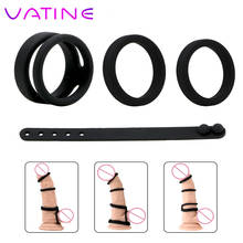 VATINE Penis Enlargement Cock Rings Chastity Cage Sex Toys for Man Silicone Penis Rings Delay Ejaculation Adult Sex Products 2024 - buy cheap