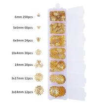 Approx  400 pcs 6/5x6/6x8/14/10x4/3x17/3x14mm Diameter Gold&Rhodium Iron Flower Receptacle For DIY Jewelry Findings Accessories 2024 - buy cheap